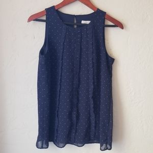 Ann Taylor LOFT Navy Blue/white micro polka dots